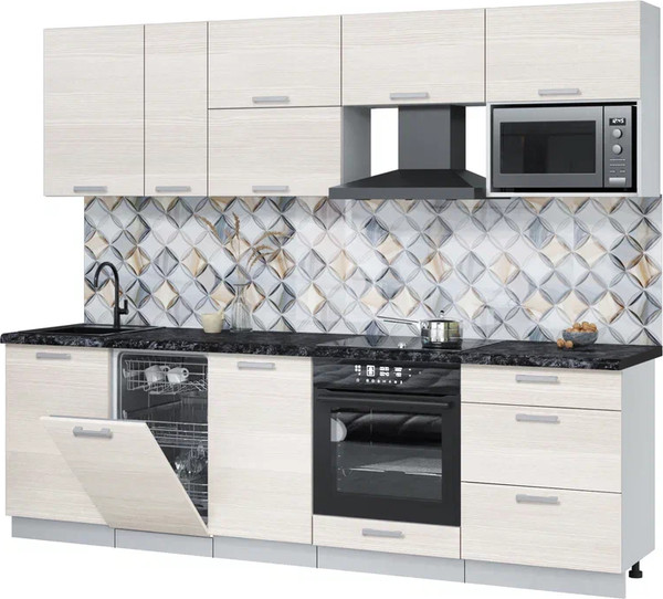 Изображение товара Кухонный гарнитур Интерлиния Мила Лайт 2.6-ПМ4  (вудлайн кремовый/вудлайн кремовый/кастилло темный)