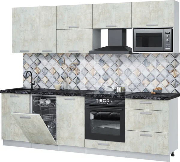 Изображение товара Кухонный гарнитур Интерлиния Мила Лайт 2.6-ПМ4 (бетон лайт/бетон лайт/кастилло темный)