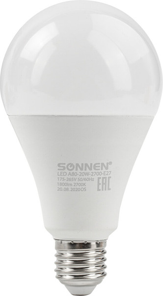 Изображение товара Лампа Sonnen 20(150)Вт Е27 A80-20W-2700-E27 / 454921 (теплый белый)