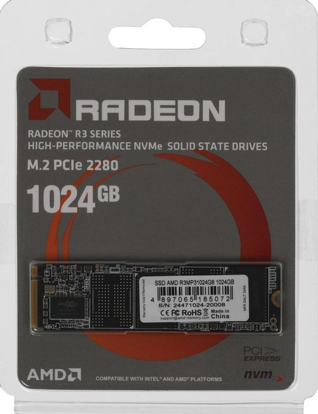Изображение товара SSD диск AMD Radeon M.2 2280 1TB (R3MP31024G8)