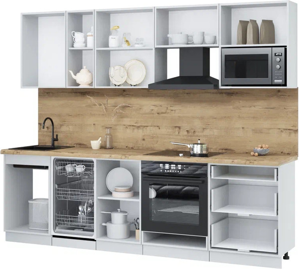 Изображение товара Кухонный гарнитур Интерлиния Мила Лайт 2.6-ПМ4  (бетон лайт/антрацит/опал светлый)