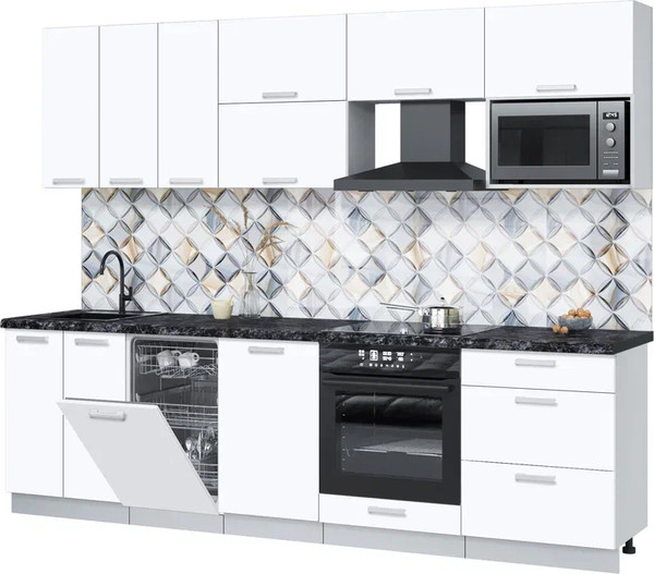 Изображение товара Кухонный гарнитур Интерлиния Мила Лайт 2.7-ПМ4 (белый платинум/белый платинум/кастилло темный)