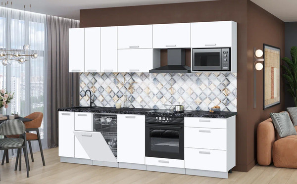 Изображение товара Кухонный гарнитур Интерлиния Мила Лайт 2.7-ПМ4 (белый платинум/белый платинум/кастилло темный)