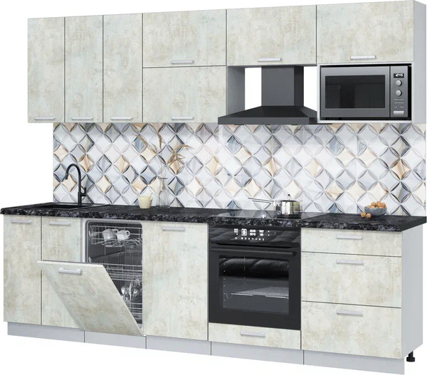 Изображение товара Кухонный гарнитур Интерлиния Мила Лайт 2.7-ПМ4  (бетон лайт/бетон лайт/кастилло темный)