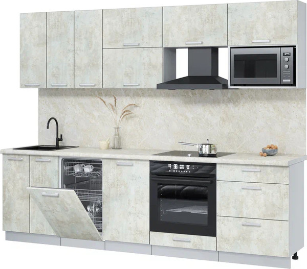 Изображение товара Кухонный гарнитур Интерлиния Мила Лайт 2.7-ПМ4  (бетон лайт/бетон лайт/опал светлый)