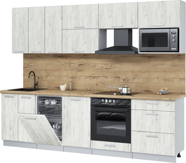 Изображение товара Кухонный гарнитур Интерлиния Мила Лайт 2.7-ПМ4  (дуб белый/дуб белый/дуб бунратти)