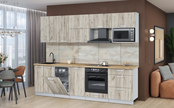 Изображение товара Кухонный гарнитур Интерлиния Мила Лайт 2.7-ПМ4  (дуб серый/дуб серый/дуб бунратти)