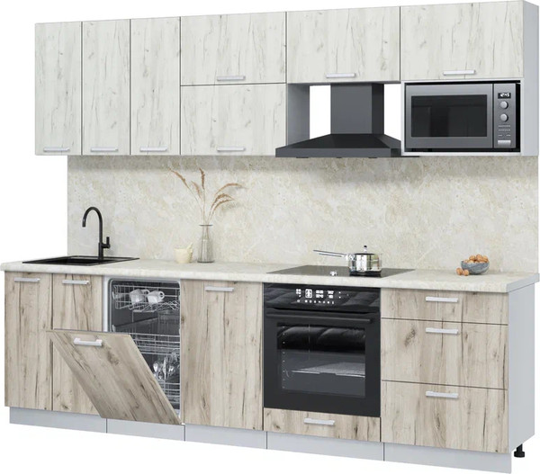 Изображение товара Кухонный гарнитур Интерлиния Мила Лайт 2.7-ПМ4  (дуб белый/дуб серый/опал светлый)