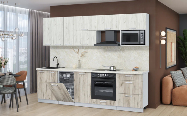 Изображение товара Кухонный гарнитур Интерлиния Мила Лайт 2.7-ПМ4  (дуб белый/дуб серый/опал светлый)