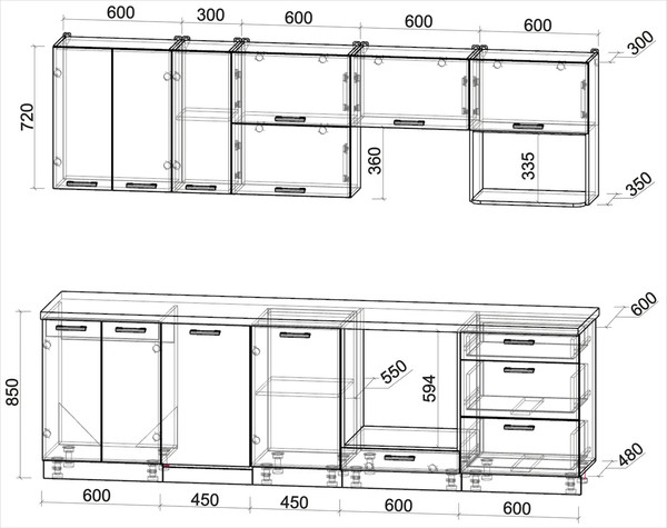 Изображение товара Кухонный гарнитур Интерлиния Мила Лайт 2.7-ПМ4  (серебро/дуб серый/кастилло темный)