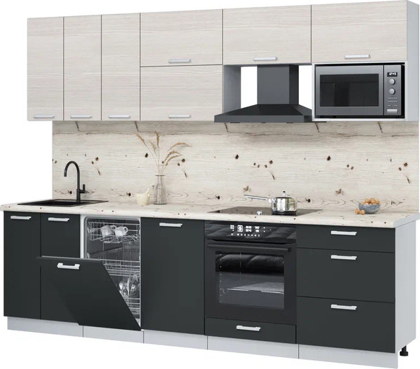 Изображение товара Кухонный гарнитур Интерлиния Мила Лайт 2.7-ПМ4  (вудлайн кремовый/антрацит/бискайская сосна)