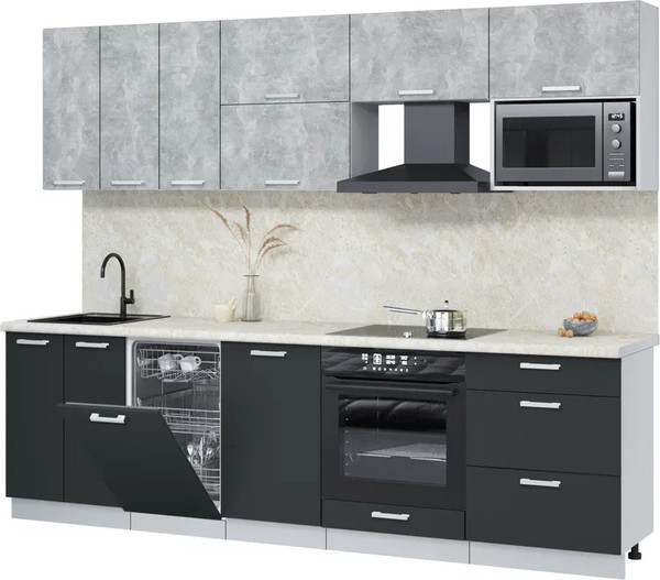 Изображение товара Кухонный гарнитур Интерлиния Мила Лайт 2.7-ПМ4  (бетон/антрацит/опал светлый)