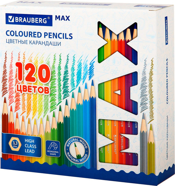 Изображение товара Набор цветных карандашей Brauberg 182006 (120цв)