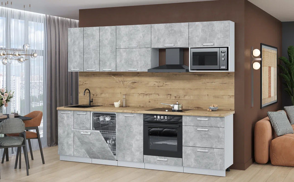 Изображение товара Кухонный гарнитур Интерлиния Мила Лайт 2.7-ПМ4 (бетон/бетон/дуб бунратти)