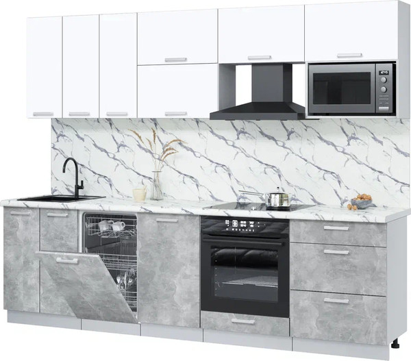 Изображение товара Кухонный гарнитур Интерлиния Мила Лайт 2.7-ПМ4  (белый платинум/бетон/белый гранит)