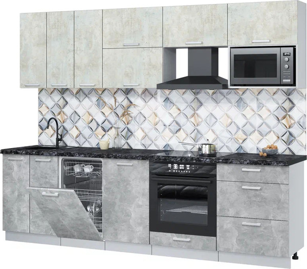 Изображение товара Кухонный гарнитур Интерлиния Мила Лайт 2.7-ПМ4  (бетон лайт/бетон/кастилло темный)