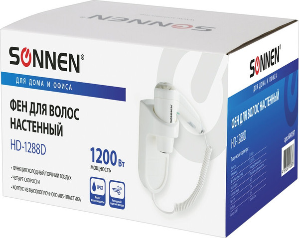 Изображение товара Фен настенный Sonnen HD-1288D / 604197 (белый)