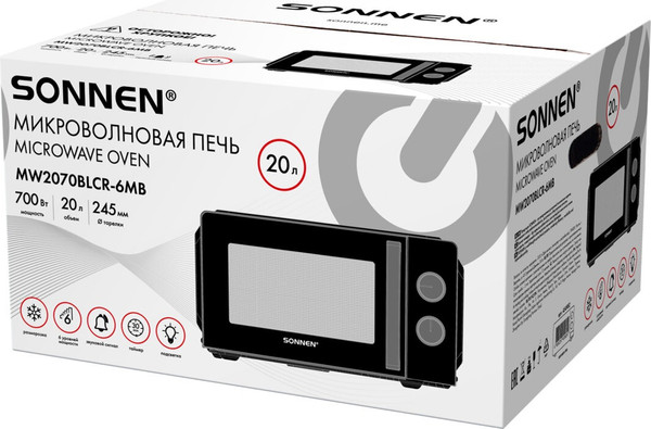 Изображение товара Микроволновая печь Sonnen MW2070BLCR-6MB / 454982 (черный/хром)