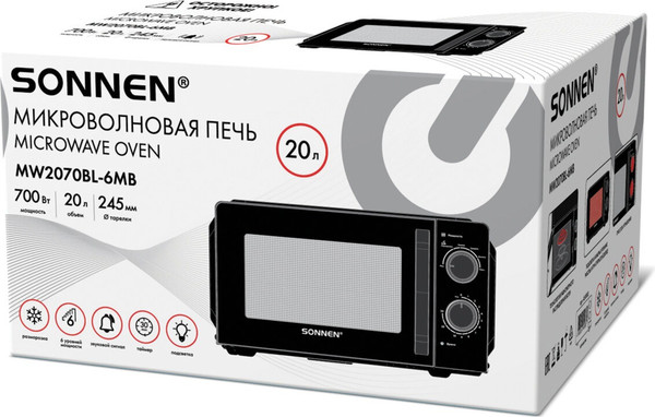 Изображение товара Микроволновая печь Sonnen MW2070BL-6MB / 454983 (черный)