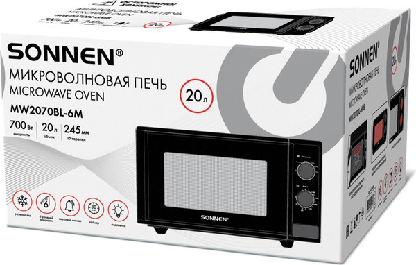 Изображение товара Микроволновая печь Sonnen MW2070BL-6M / 454984 (черный)