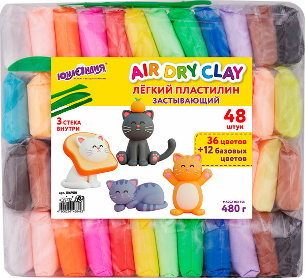 Изображение товара Пластилин легкий Юнландия 106980 (48шт)