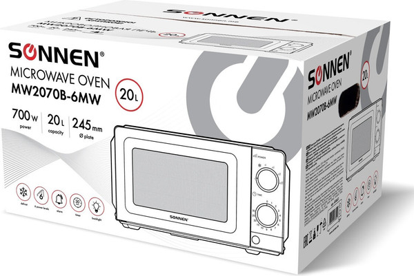 Изображение товара Микроволновая печь Sonnen MW2070B-6MW / 454651 (белый)