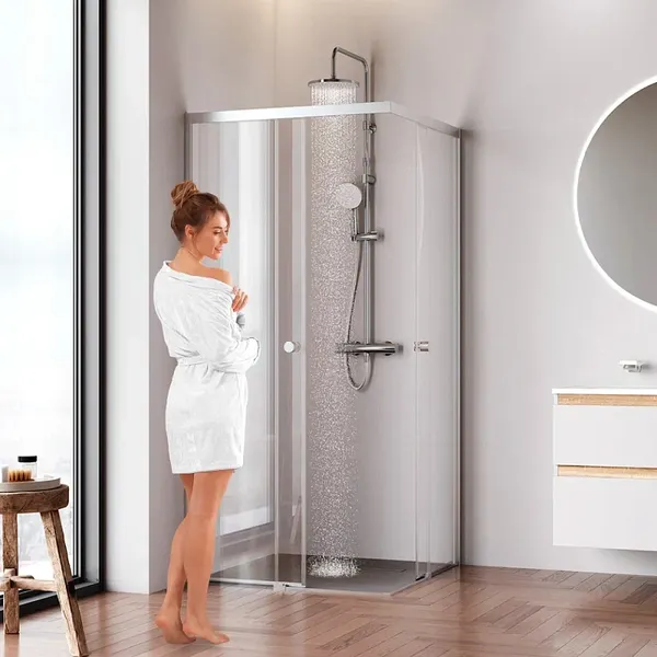 Изображение товара Душевой уголок AM.PM X-joy 90x90 / W94G-403-9090-MT1K (серебристый/прозрачное стекло)