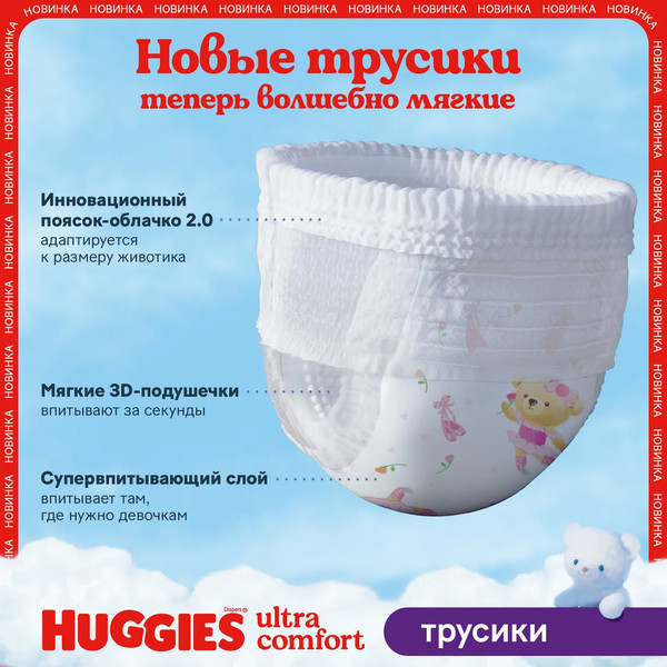 Изображение товара Подгузники-трусики детские Huggies Ultra Comfort Box 3 6-11кг Girl (116шт)
