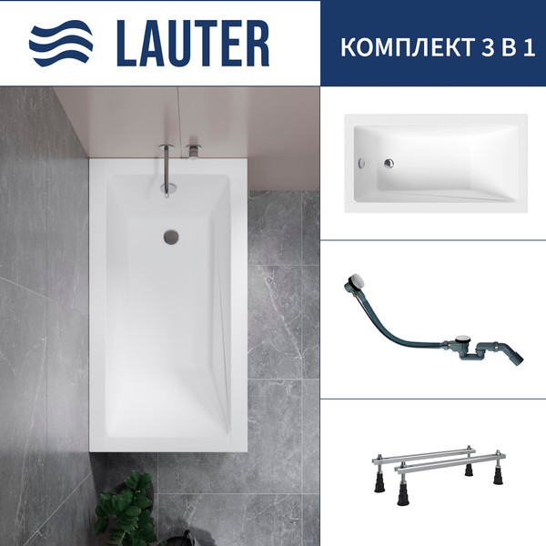 Изображение товара Ванна акриловая Lauter Estelle 120 / 21206020 (с ножками и сифоном 21Y32002 белый)