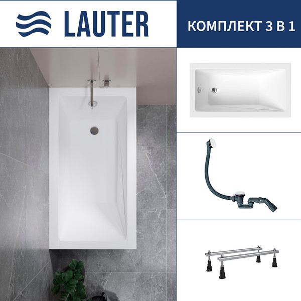 Изображение товара Ванна акриловая Lauter Estelle 130 / 21206030 (с ножками и сифоном 21Y31002 белый)