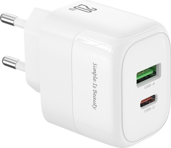 Изображение товара Адаптер питания сетевой XO PD20W/QC18W 1USB-A+1USB-C L137(EU)