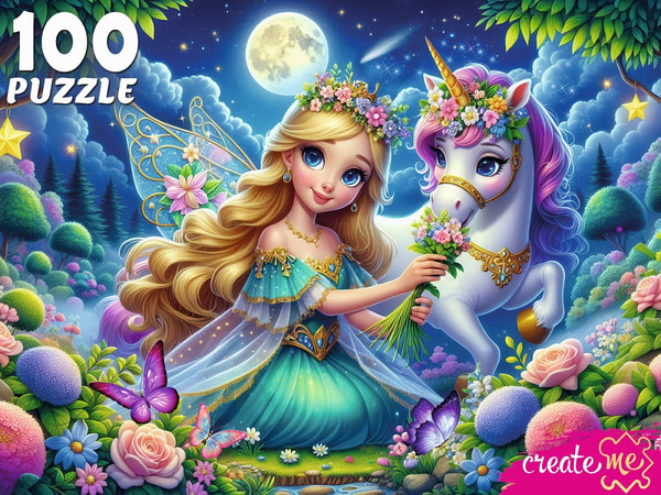 Изображение товара Пазл РЫЖИЙ КОТ Прекрасная принцесса и единорог / УК100-0237 (100эл)