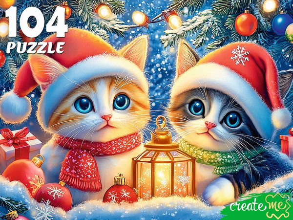 Изображение товара Пазл РЫЖИЙ КОТ Котята под ёлкой / Х104-7600 (104эл)