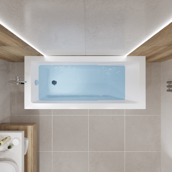 Изображение товара Ванна акриловая Lauter Estelle 150 / 21206050 (с ножками, лицевым экраном белого цвета и сифоном 21Y11020 хром)