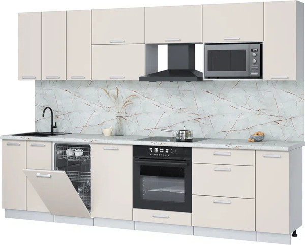 Изображение товара Кухонный гарнитур Интерлиния Мила Лайт 3.0-ПМ4  (персидский жемчуг/персидский жемчуг/серый каспий)