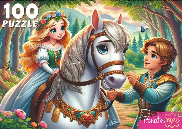 Изображение товара Пазл РЫЖИЙ КОТ Принцесса на лошади / УК100-0238 (100эл)
