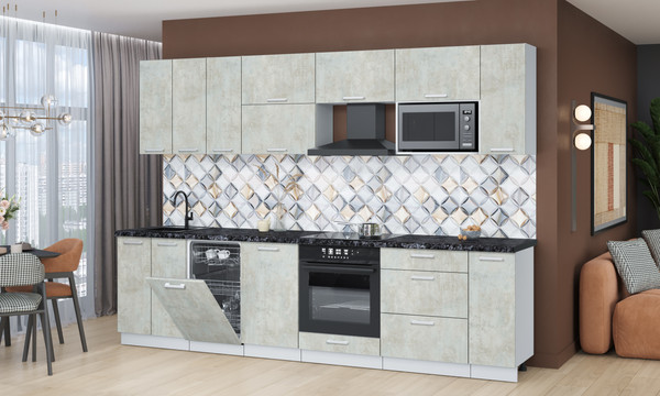 Изображение товара Кухонный гарнитур Интерлиния Мила Лайт 3.0-ПМ4  (бетон лайт/бетон лайт/кастилло темный)