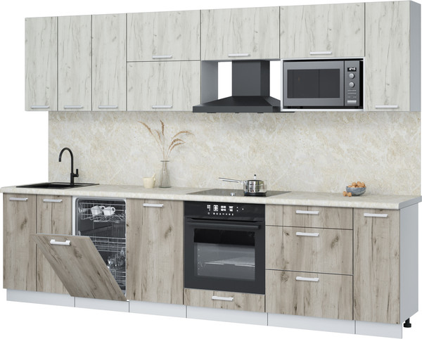 Изображение товара Кухонный гарнитур Интерлиния Мила Лайт 3.0-ПМ4  (дуб белый/дуб серый/опал светлый)