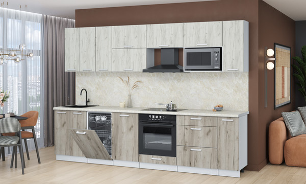 Изображение товара Кухонный гарнитур Интерлиния Мила Лайт 3.0-ПМ4  (дуб белый/дуб серый/опал светлый)