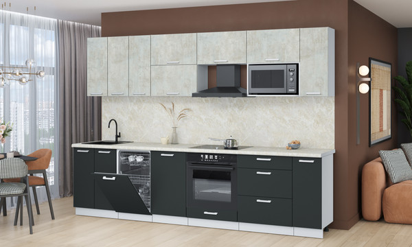 Изображение товара Кухонный гарнитур Интерлиния Мила Лайт 3.0-ПМ4  (бетон лайт/антрацит/опал светлый)