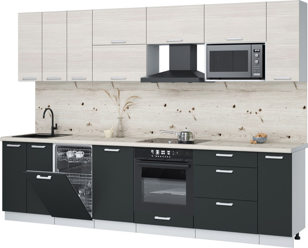 Изображение товара Кухонный гарнитур Интерлиния Мила Лайт 3.0-ПМ4 (вудлайн кремовый/антрацит/бискайская сосна)