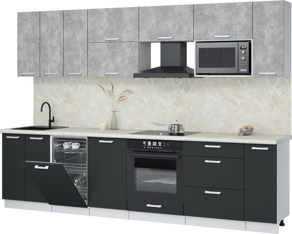 Изображение товара Кухонный гарнитур Интерлиния Мила Лайт 3.0-ПМ4  (бетон/антрацит/опал светлый)