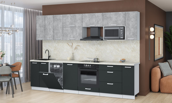 Изображение товара Кухонный гарнитур Интерлиния Мила Лайт 3.0-ПМ4  (бетон/антрацит/опал светлый)