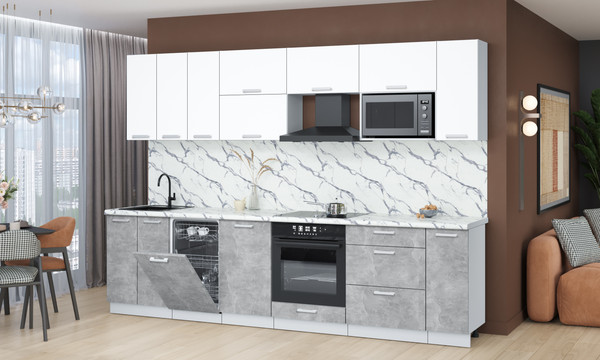 Изображение товара Кухонный гарнитур Интерлиния Мила Лайт 3.0-ПМ4  (белый платинум/бетон/белый гранит)