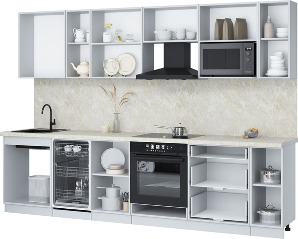 Изображение товара Кухонный гарнитур Интерлиния Мила Лайт 3.0-ПМ4  (персидский жемчуг/бетон портленд/серый каспий)