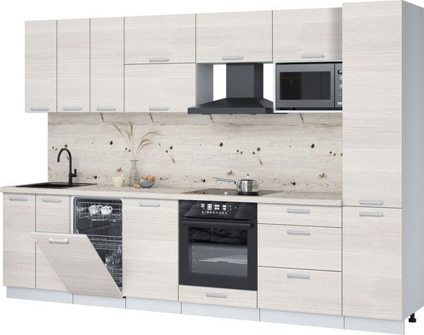 Изображение товара Кухонный гарнитур Интерлиния Мила Лайт 3.1-ПМ4 (вудлайн кремовый/вудлайн кремовый/бискайская сосна)