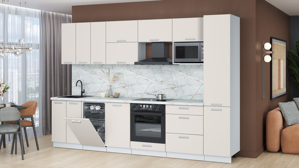 Изображение товара Кухонный гарнитур Интерлиния Мила Лайт 3.1-ПМ4 (персидский жемчуг/персидский жемчуг/серый каспий)