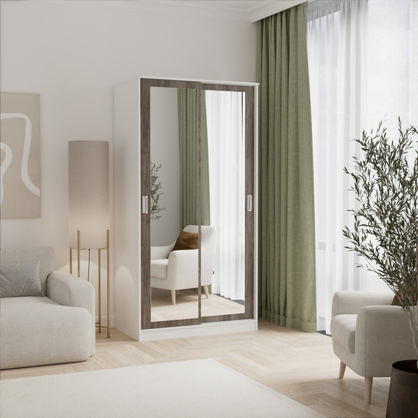 Изображение товара Шкаф-купе Кортекс-мебель Лагуна ШК01-02 (белый/орех элия)