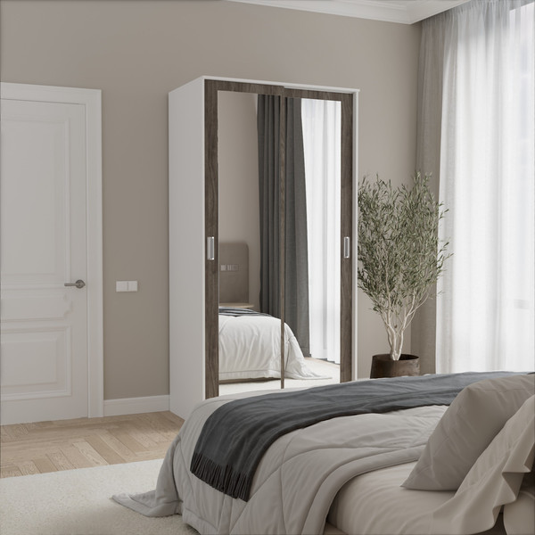 Изображение товара Шкаф-купе Кортекс-мебель Лагуна ШК01-02 (белый/орех элия)