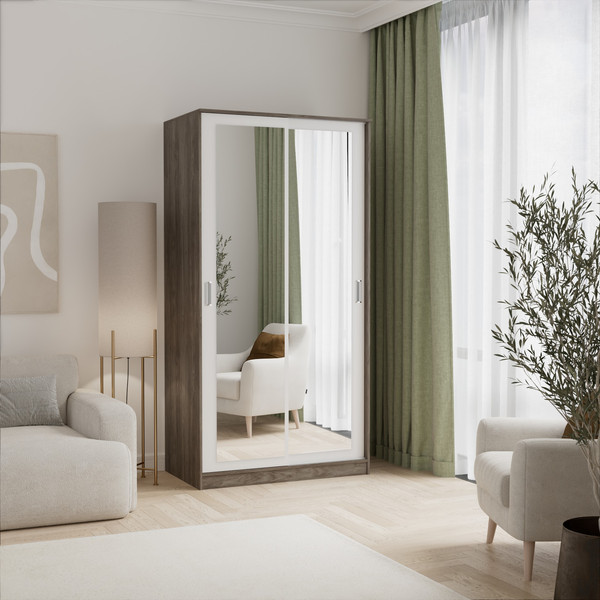 Изображение товара Шкаф-купе Кортекс-мебель Лагуна ШК01-02 (орех элия/белый)